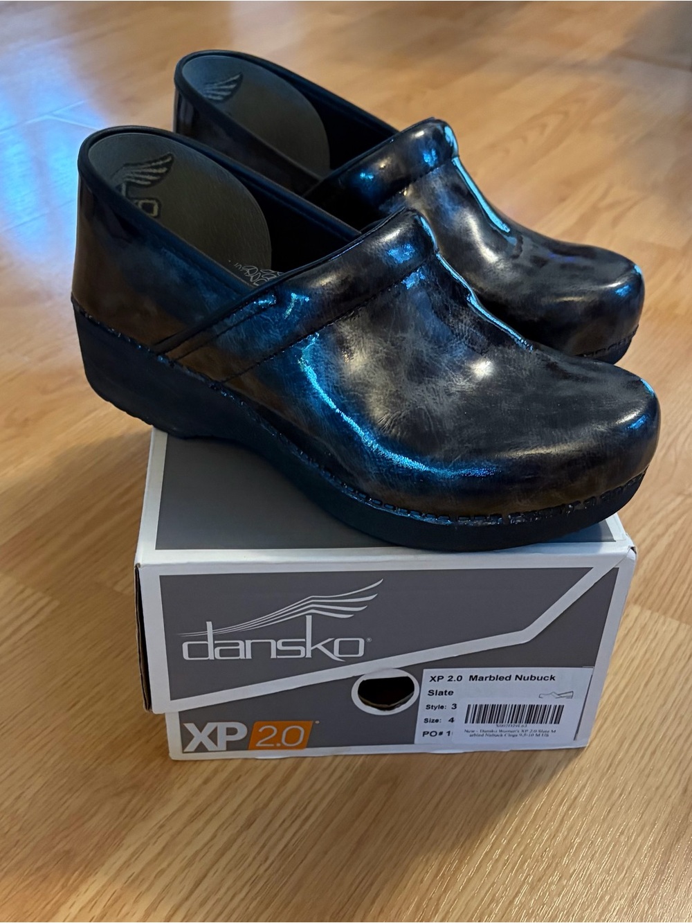 Dansko XP 2.0 Clogs in Slate Black-Gray Marbled Finish EU 50